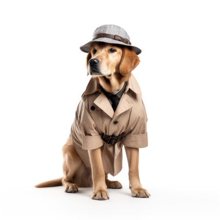 Confident Golden Retriever Detective AI Generatedの素材