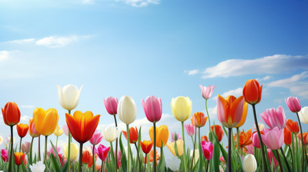 Minimalistic Tulip Meadow AI Generatedの素材