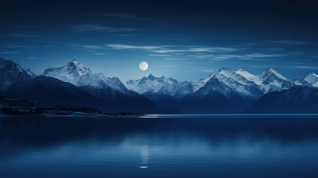 Blue Hour at Bachalp in the Bernese Alps AI Generatedの素材