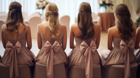 Bridesmaids Watching Wedding Ceremony AI Generatedの素材