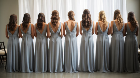 Bridesmaids Watching Wedding Ceremony AI Generatedの素材