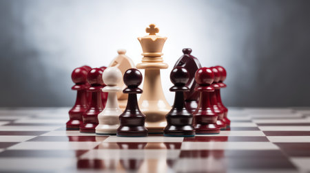 Minimalistic Chess Pieces on Heart-Patterned Chessboard AI Generatedの素材