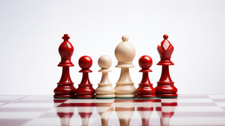 Minimalistic Chess Pieces on Heart-Patterned Chessboard AI Generatedの素材