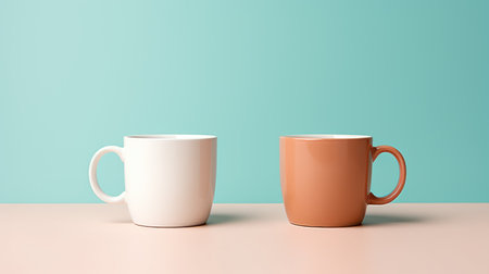 Minimalistic Coffee Cups on Clean Background AI Generatedの素材