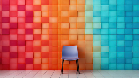 Colorful Square Tile Wall: A Minimalistic and Superb Clean Image AI Generatedの素材