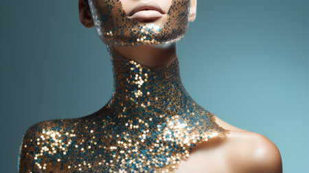 Minimalistic Woman with Glitter on Chest AI Generatedの素材