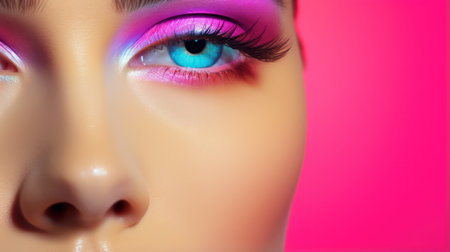 Minimalistic Portrait of Woman with Bright Makeup AI Generatedの素材