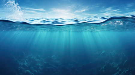 Minimalistic Superb Clean Image of Deep Blue Sea AI Generatedの素材