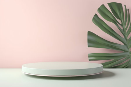 Minimalist Pastel Background with Leaf Shadow AI Generatedの素材