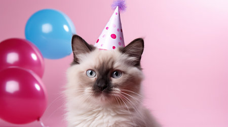 Cute Ragdoll Cat with a Smiling Face AI Generatedの素材