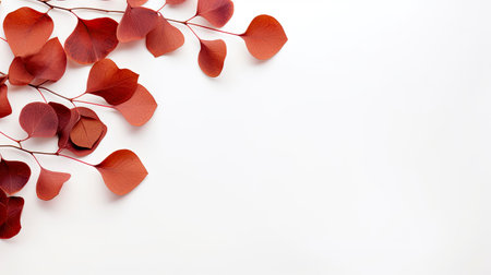 Eucalyptus leaves on white background. Flat lay, top view Generative AIの素材