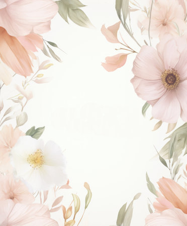 Floral frame with watercolor flowers. Hand drawn vector illustration. Generative AIの素材