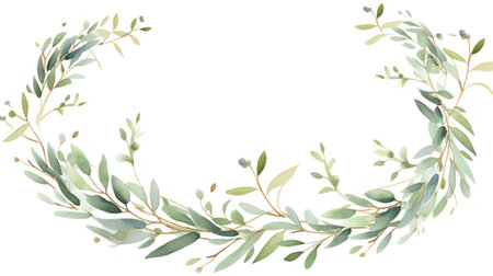 Eucalyptus floral wreath. Hand drawn watercolor illustration Generative AIの素材