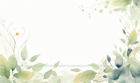 Watercolor floral background. Hand painted flowers, leaves and branches. Generative AIの素材
