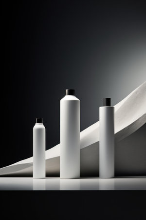 White cosmetic bottles on white background. 3d rendering mock up. Generative AIの素材