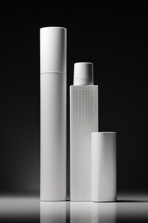 Cosmetic bottle mockup on black background. 3d rendering. Generative AIの素材
