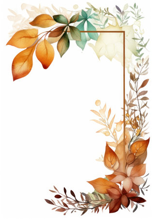 Watercolor autumn bouquet with leaves and branches. Hand painted illustration. Generative AIの素材