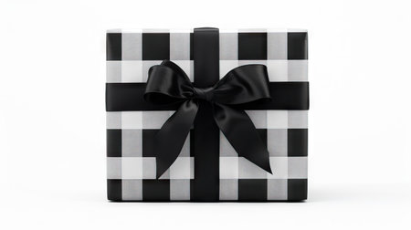 Black and white gift box isolated on white background. 3D rendering. Generative AIの素材