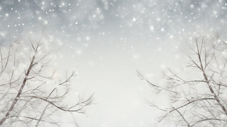 Winter forest and snowflakes. Christmas and New Year background. Generative AIの素材