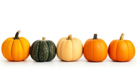 Autumn pumpkins on a white background. 3D illustration. Generative AIの素材