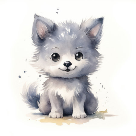 Cute watercolor pomeranian puppy isolated on white background. Generative AIの素材