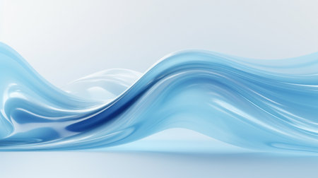 Abstract blue background with smooth wavy lines. 3d render illustration Generative AIの素材