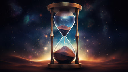 Hourglass on abstract background. Time concept. 3D Rendering Generative AIの素材