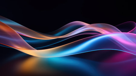 abstract colorful background with smooth wavy lines. 3d rendering Generative AIの素材