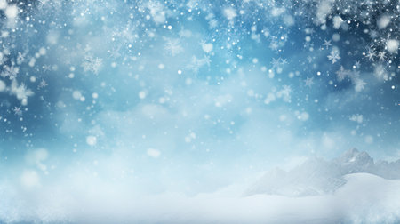Winter Background of Snow and Frost with Free Space for Your Decoration AI Generatedの素材