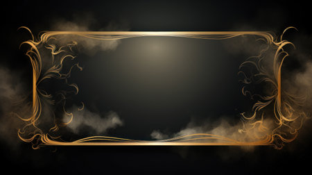 Abstract golden frame with smoke on a black background. illustration. Generative AIの素材