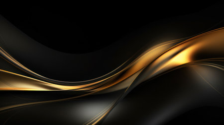 abstract background with smooth lines and waves in black and gold colors Generative AIの素材