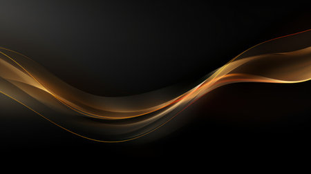 Abstract golden wave on black background. illustration for your design. Generative AIの素材