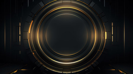 Minimalistic Black and Gold Circle Ornate Frame AI Generatedの素材