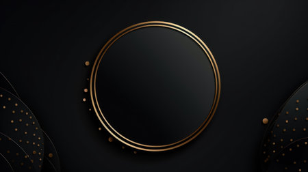 Elegant black background with gold oval frame. illustration. Generative AIの素材