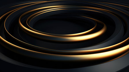 3d illustration of golden metallic ring over black background with copy space Generative AIの素材