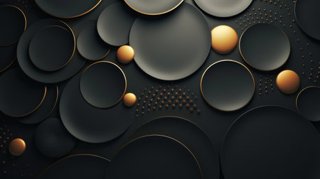 Abstract 3d vector background with black and gold elements. Luxury design. Generative AIの素材