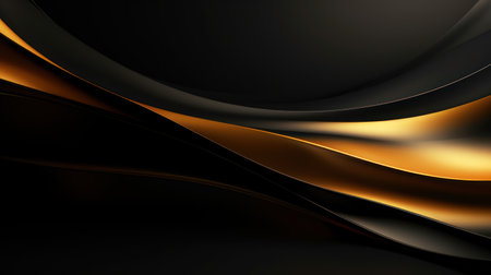 Abstract black and golden wavy background. 3d render illustration. Generative AIの素材