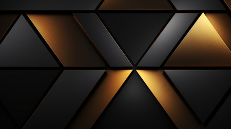 Abstract black and golden metallic background. 3d rendering. Computer digital drawing. Generative AIの素材