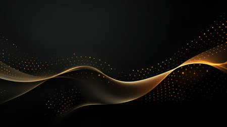 Abstract golden wave on dark background. illustration for your design. Generative AIの素材