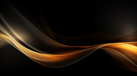 Abstract gold waves on a black background. illustration for your design Generative AIの素材