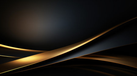 Abstract black and golden wavy metallic background. 3d render illustration Generative AIの素材