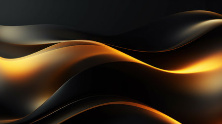 Abstract background with golden wavy lines. 3d vector illustration. Generative AIの素材