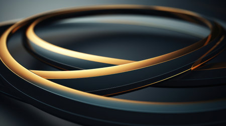 3d illustration of golden rings over black background. 3d rendering Generative AIの素材