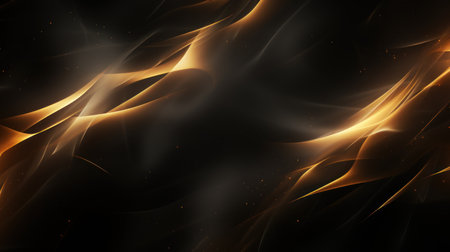 Abstract background with golden wavy lines and sparkles. illustration. Generative AIの素材