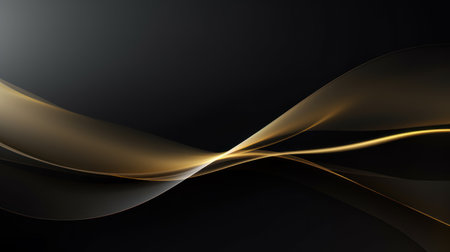 Abstract golden waves on black background. illustration for your design. Generative AIの素材