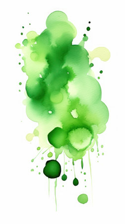 Abstract green watercolor splashes on white background. illustration. Generative AIの素材