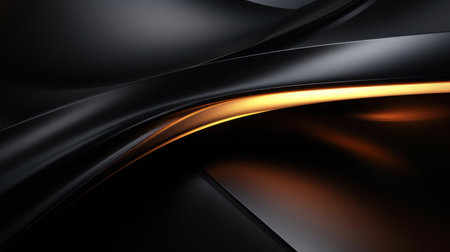 Black and gold abstract wavy background. 3d render illustration. Generative AIの素材