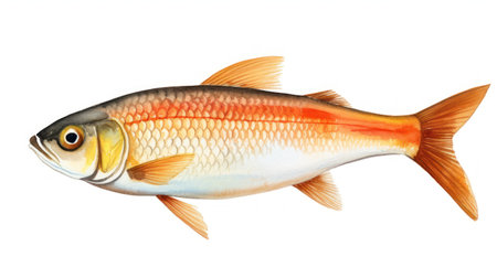 watercolor illustration of a goldfish on a white background, isolated Generative AIの素材