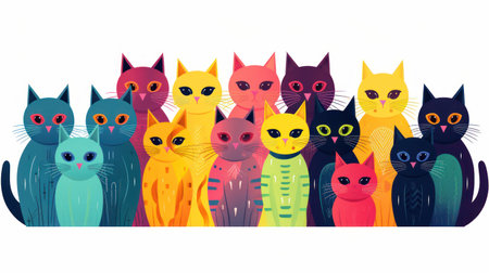 Cute cartoon cats. illustration of a group of cats. Generative AIの素材