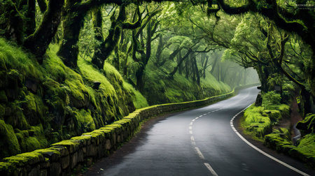 Road in the rainforest of Hawaii, USA. Conceptual image. Generative AIの素材